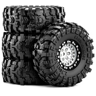 4pcs 1.3 inch 7MM Hex Metal Beadlock Wheel Rim & Rubber Tyre for 1/18 1/24 RC Crawler Car TRX4M Asce