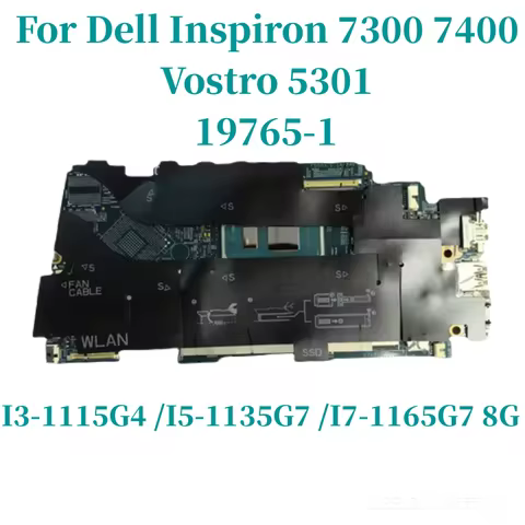 19765-1 For Dell Inspiron Vostro 7300 7400 5301 Laptop Motherboard UMA with I5-1125G7 I7-1165G7 CPU 