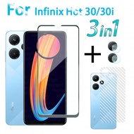 3 in 1 Screen Protector For infinix Hot 30 30i 40i High Definition Tempered Glass Film Carbon Fiber Back Film Camera Lens Protection