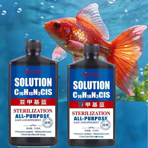 1/2Bottle Methylene Blue Solution Ornamental Fish for Aquarium Removal White Spots Fish Disease Medi
