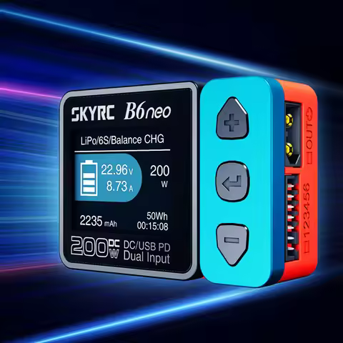 SKYRC B6neo Charger with XT60/PD80W Dual DC Inputs 200W Charging Power for RC Car Model And Aircraft