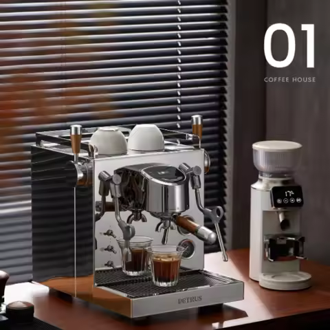 Petrus PE3922 Commercial Semi-Automatic Coffee Machine, Dual Boiler, Italian Concentrated Extraction