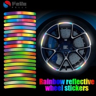 20Pcs Rim Decorative Strips Stickers / Colorful Rainbow Luminous Sticker / Car Wheel Hub Reflective Dacal / Roadway Safety Reflective Strip / Bicycle Tyre Accessories