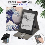 For Kindle 11th 6.0 '' E-Reader Premium PU Leather Smart Case with Hand Stand Fashion Pattern Case f
