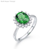 ☋Perangai sut zamrud berkualiti tinggi Diana cincin batu permata berwarna turmalin hijau seluar wanita tidak pudar cinci