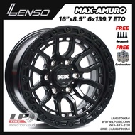 [ส่งฟรี] ล้อแม็ก LENSO รุ่น MAX-AMURO ขอบ16" 6รู139.7 สีดำด้าน กว้าง8.5" จำนวน 4 วง
