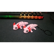 Ziggles! Flexi Axolotl 3D Cute Axolotl Printed Flexible Articulated Toys - Mini Animals Keychain