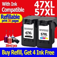 ▪PG 47XL CL 57XL ink PG47XL CL57XL ink Cartridge refillable compatible For Canon Pixma E480, E477, E470, E460, E410, E4270, E3470, E3370, E3170 Printer
