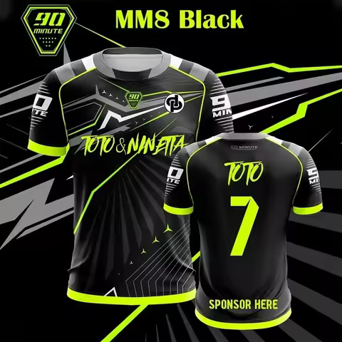 MM8 Black E-sports Short-sleeve Jersey with TOTO&NINATA Print Back TOTO&Number 7 for Gaming Matches 