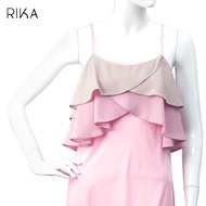 RIKA ชุดนอนผ้า Smooth Knit  กระโปรงยาว Maxi สายเดี่ยว แต่งระบายชีฟอง GV3782 **size M - L **