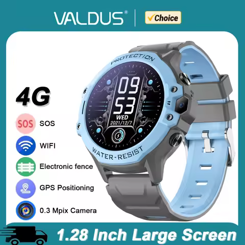 VALDUS 2025 New VK55 Kids Watch GPS SOS Call With 0.3 Mpix Camera 4G SIM Card Children Waterproof Sm