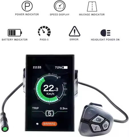 Electric Bicycle 8FUN BAFANG NEW Colorful LCD DPC-18 Display for Mid Drive Motor Kit