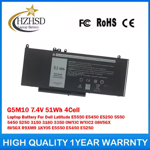 G5M10 7.4V 51Wh 4Cell Laptop Battery For Dell Latitude E5550 E5450 E5250 5550 5450 5250 3150 3160 33