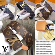 [Ready Stock ] LV belt men and women couples original 4.0CM width printed pin buckle Complete gift b