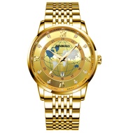 TRILLION ID Jam Tangan Pria Luxury Motif Globe JP39 Tahan Air Strap Stainless Steel Anti Karat Dan L