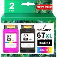 SAILNER 67XL HP Printer Ink, Replacement for HP Ink 67 for HP 67 Ink cartridges Black/Color Combo Pa