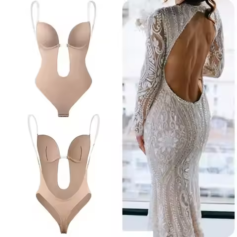 Women Full Body Shaper Bra Backless Bodysuit Thong Invisible Shapers Tummy Control Shapewear Girdles