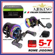 (5Kg-7Kg Max Drag) Ajiking Rome Jigging (Left Handed) Fishing Reel BC Round Jigging Saltwater