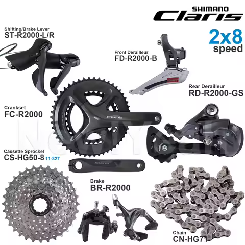 SHIMANO CLARIS R2000 2x8 Speed Groupset include ST-R2000 FD-R2000 RD-R2000 FC-R2000 BR-R2000 and CS-