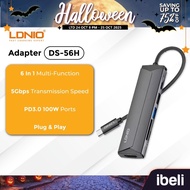 LDNIO DS-56H 6 IN 1 USB-C MULTI-FUNCTION PD100W TYPE-C TO PD3.0 HDMI HUB ADAPTER