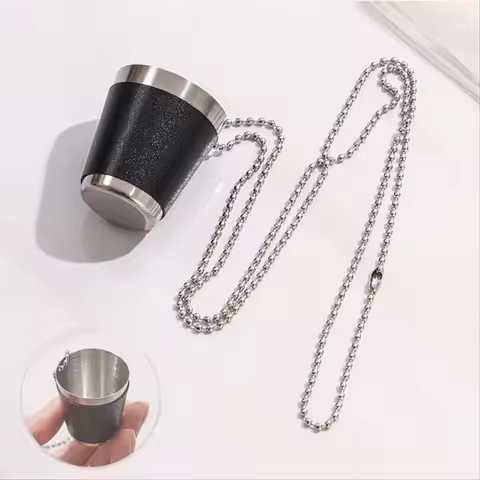 X10A Pack of 6 Shot Cups Metal for Hanging Shot Glasses Stainless Steel with Chain Shot Glass 30ml S