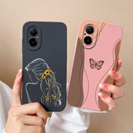 Cases For OPPO Realme C67 4G Cute Girl Beautiful Butterfly Liquid Bumper Square Shockproof Silicone 