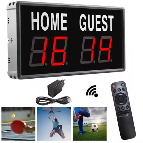 4 Digit Digital LED Scoreboard Electronic Score Keeper Clock,for Corn Hole/Ping Pong/Table Tennis Sp