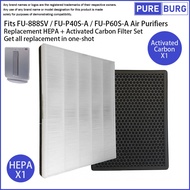 Fits Sharp FU-888SV / FU-P40S-A / FU-P60S-A Air Purifiers Replacement Activated Carbon Filter Set