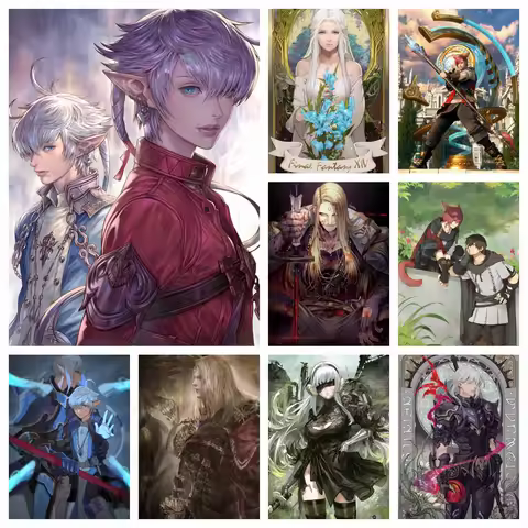 Final Fantasy XIV 5D Full Drill Diamond Art Painting FFXIV Endwalker Cross Stitch Kit Game Character