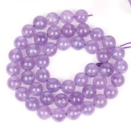 TEMU 1strand 15inches Natural Stone Beads For Jewelry Making Natural A+ Lavender Amethyst Chalcedony