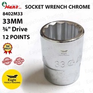 Hans 1'' Drive 12 Points Chrome Socket Wrench 33mm | Chrome Vanadium | 8400M/8402M33