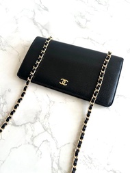 絕版中古包 Chanel黑金色WOC 長夾 側背包 斜背包 單肩包 二手包