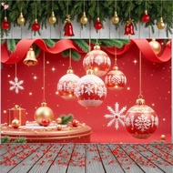 70.8 x 43.3 Inch Merry Christmas and Happy New Year Banner Photography Backdrop Winter Red Backgroun
