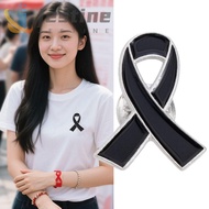 JESTINE Black Ribbon Pin, Awareness Melanoma Cancer Funeral Ribbon Badge Brooch, Simple Skin Cancer 
