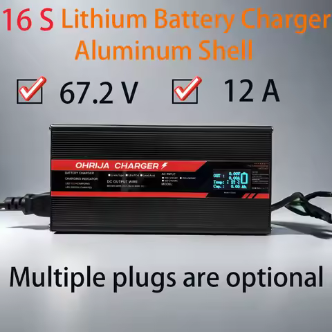 67.2V 12A Fast Charger For 16 strings 59.2V lithium Battery Charger igh-power intelligent display Wi