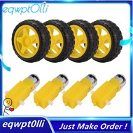 eQQ4PCS DC Electric Motor + Plastic TT Motor Tire Wheel Dual Shaft Gear Motor TT   for  Smart Car