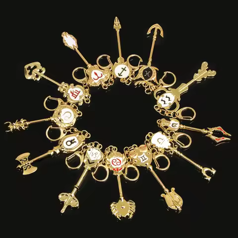 Fairy's Twelve Zodiac Keychain Scorpio Aquarius Crab Key Tail Pendant Chain for Women Men Car Phone 