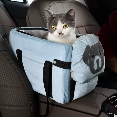 Portable Pet Car Seat Travel Backpack For Cats Small Dogs Car Central Armrest Console Safety Carrier