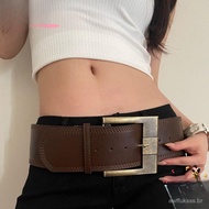 Wide Leather Belt, Versatile and Modern Waist Belt with Women's Pine Buckle, Grunge Belts SYZO
