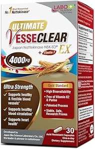 LABO Nutrition Ultimate VesseCLEAR EX Nattokinase NSK-SD 4000FU & Elastin F, Vessel Circulation & Br