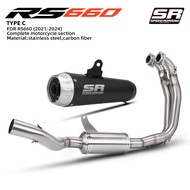 Full Motorcycle Exhaust System Slip On Muffler Front Link Pipe Performance Escape Manifold Fit RS660