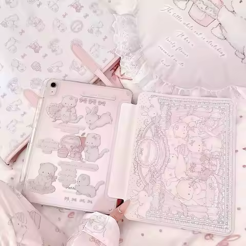 Cute Pet Cat Rabbit Party Y2K Korea Ins Cover For iPad Pro 13 11th M5 M4 12.9 A16 10 8 7 9th 10th Ai