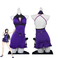 Anime-Inspired Tifa Lockhart Cosplay Costume - Final Fantasy VII Adult Women's Purple Evening Dress