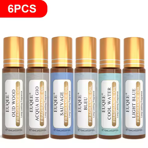 EUQEE 6PCS Men's Fragrance Oil Set -10ml Light Blue,Cool Water,Bleu,Sauvage,Acqua Di Gio,Oud Wood,Ar