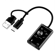 (CEUO) External Sound Card USB2.0 Type C Stereo Microphone Adapter USB Audio Sound Card Adapter Alum