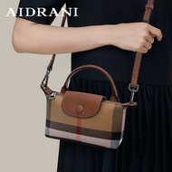 AIDRANI  Fashion genuine leather small bag 2023 new casual cowhide mini bag mobile phone bag plaid check cross-body bag