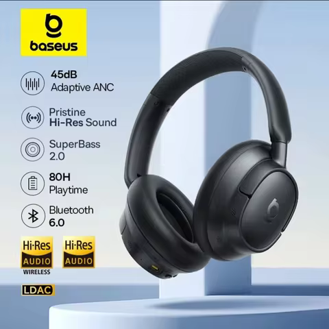 Baseus EH10 NC ANC Wireless Headphones 45dB Adaptive Hybrid Noise Cancelling Headsets Hi-Res LDAC He