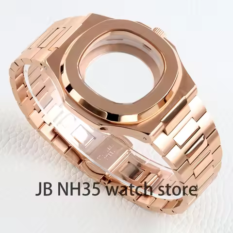 40mm Rose Gold/Black 316L Stainless Steel Watch Case For Nautilus NH35 NH36 NH38 Movement 29.8mm Dia