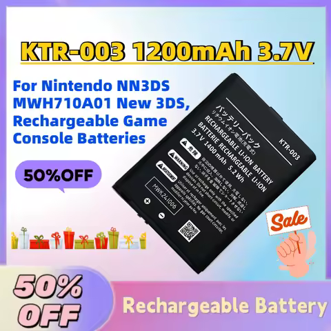 High-Quality KTR-003 1200mAh 3.7V Li-ion Battery For Nintendo NN3DS MWH710A01 New 3DS, Rechargeable 