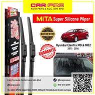 Hyundai Elantra MD &amp; MD2 2011 - 2014 1 Pair MITA SILICONE COATING Aero Front Wiper Blade TWIN Set 14'' &amp; 26''